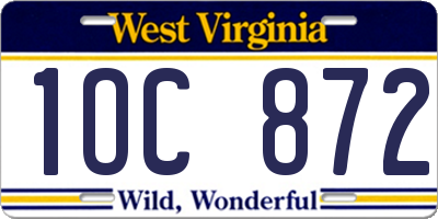 WV license plate 1OC872