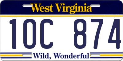 WV license plate 1OC874
