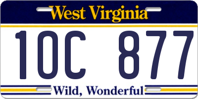 WV license plate 1OC877