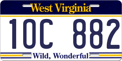 WV license plate 1OC882