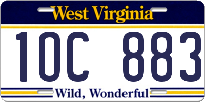 WV license plate 1OC883