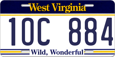 WV license plate 1OC884