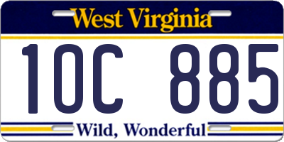 WV license plate 1OC885