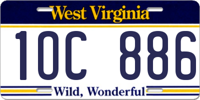 WV license plate 1OC886