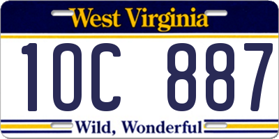 WV license plate 1OC887