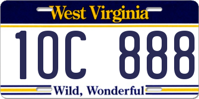 WV license plate 1OC888