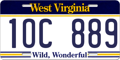 WV license plate 1OC889