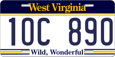 WV license plate 1OC890