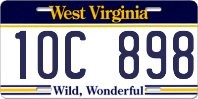 WV license plate 1OC898
