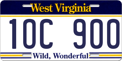 WV license plate 1OC900