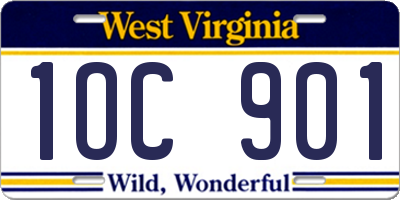 WV license plate 1OC901