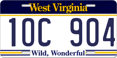 WV license plate 1OC904