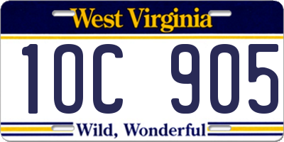 WV license plate 1OC905