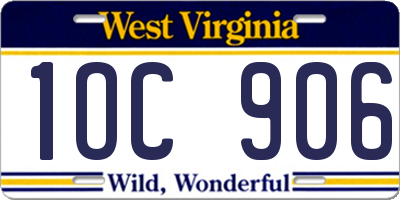 WV license plate 1OC906