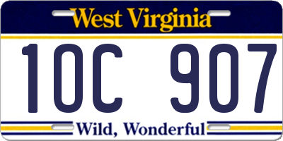 WV license plate 1OC907