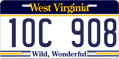 WV license plate 1OC908