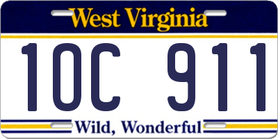 WV license plate 1OC911