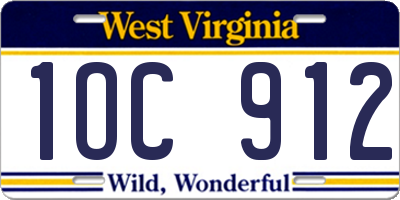 WV license plate 1OC912