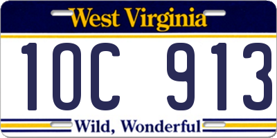 WV license plate 1OC913