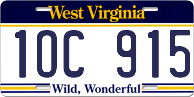 WV license plate 1OC915