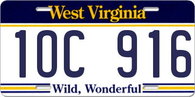 WV license plate 1OC916