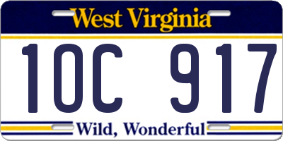 WV license plate 1OC917