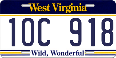 WV license plate 1OC918