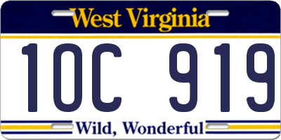 WV license plate 1OC919