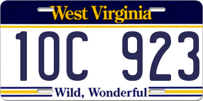 WV license plate 1OC923
