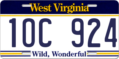 WV license plate 1OC924