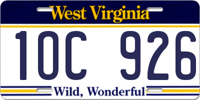 WV license plate 1OC926