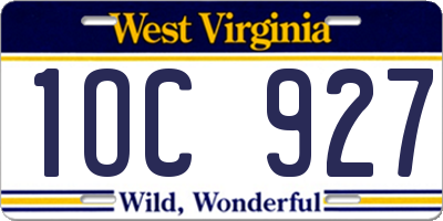 WV license plate 1OC927