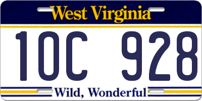 WV license plate 1OC928
