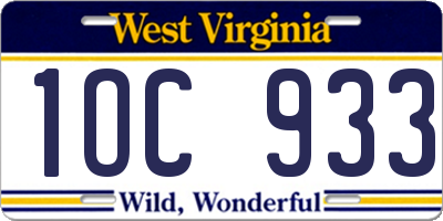 WV license plate 1OC933