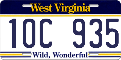 WV license plate 1OC935