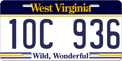WV license plate 1OC936