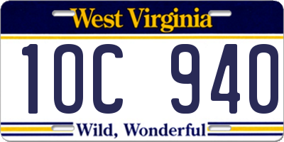 WV license plate 1OC940