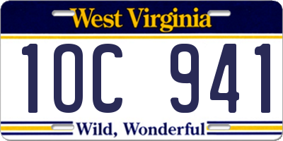 WV license plate 1OC941