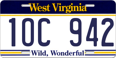 WV license plate 1OC942