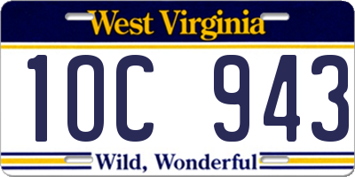 WV license plate 1OC943
