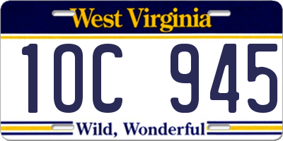 WV license plate 1OC945