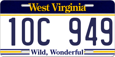 WV license plate 1OC949