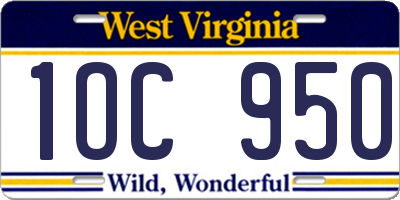 WV license plate 1OC950