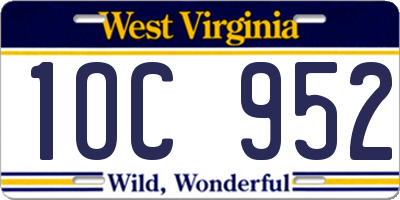 WV license plate 1OC952