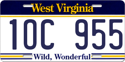 WV license plate 1OC955
