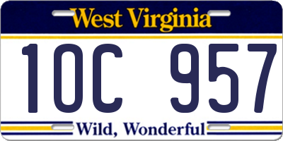 WV license plate 1OC957