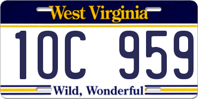 WV license plate 1OC959