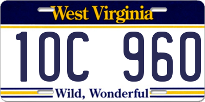 WV license plate 1OC960