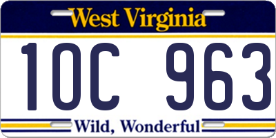 WV license plate 1OC963