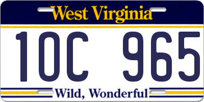 WV license plate 1OC965